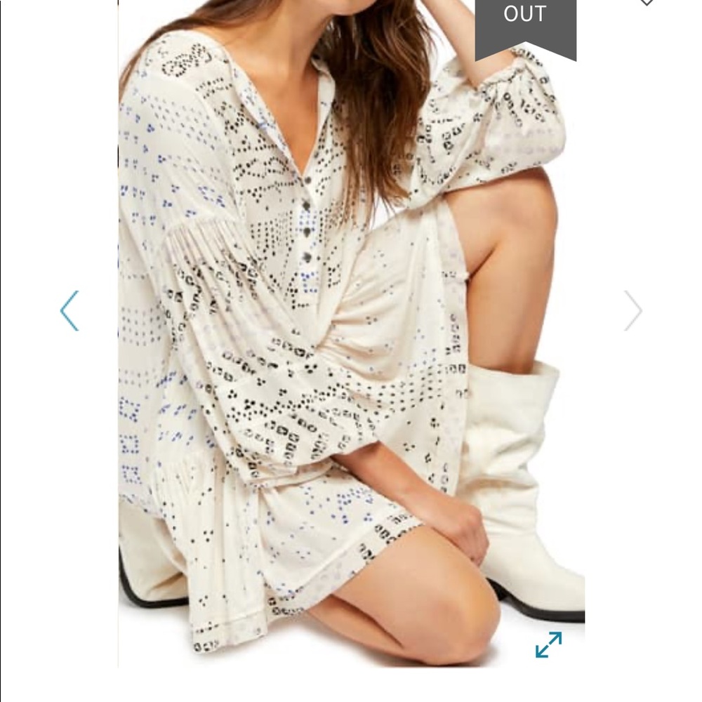 NWT Free People | Shibori flowy tunic Ivory